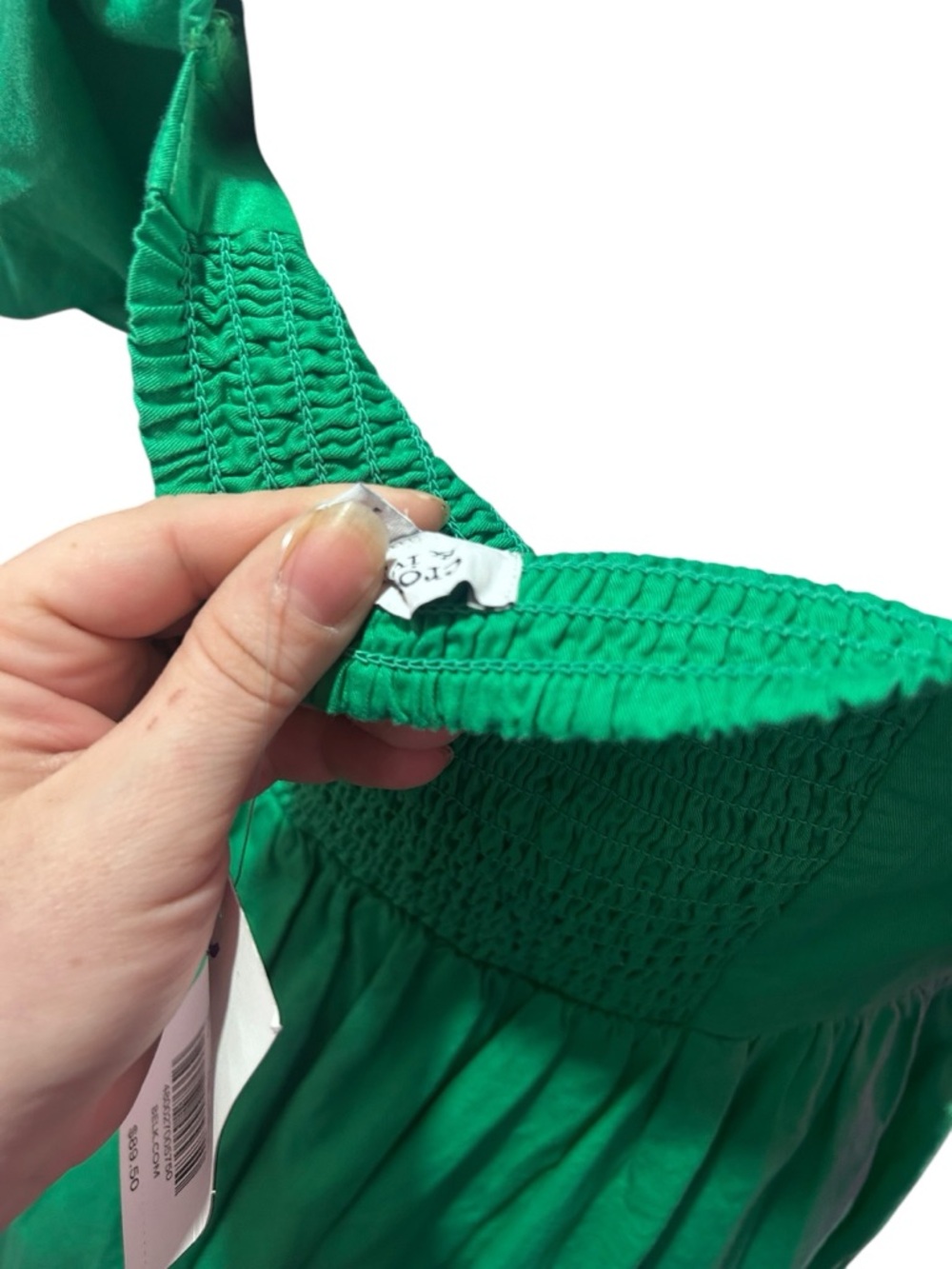 Crown & Ivy Green Cotton Smocked Puff Sleeve Midi Dress Cottagecore Sz S - Picture 5 of 5